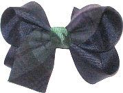 Medium St James (Baton Rouge) Plaid with Navy Ribbon and Forest Knot Double Layer Overlay Bow